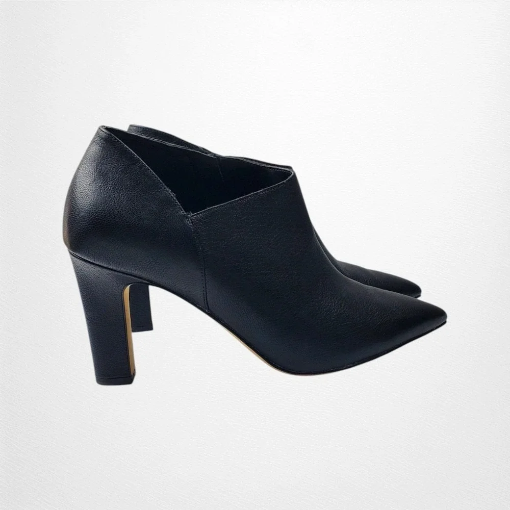 Cole Haan Vestry Womens Black Leather Pointed Toe Block‎ Heel Shooties 10B